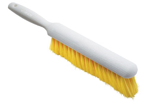 Winco BRC-14Y Counter Brush with White Handle and Yellow Synthethic Bristles