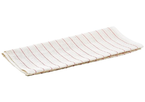 Winco BTGP-21 Glass Polishing Towels, White with Red Stripes, 100% Cotton, 12/Pack