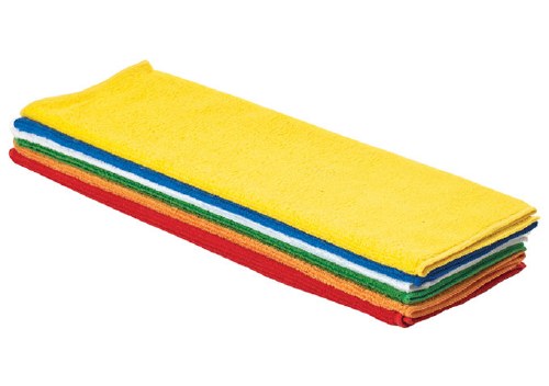 Winco BTM-16AC Microfiber Towels, Assorted Colors, 6/Pack