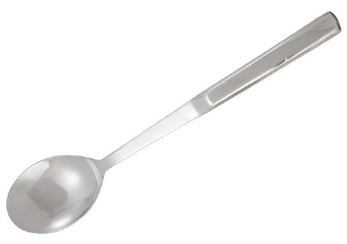 Winco BW-SS1 Stainless Steel Solid Spoon with Hollow Handle, 11.75"