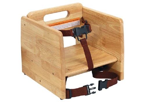 Winco CHB-701 Wooden Booster Seat with 3-Way Safety Strap, Natural, Single Height