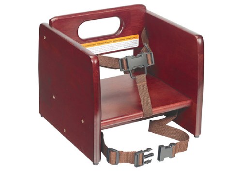 Winco CHB-703 Wooden Booster Seat with 3-Way Safety Strap, Mahogany, Single Height