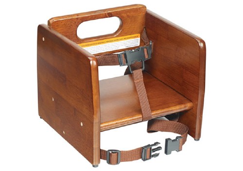 Winco CHB-704 Wooden Booster Seat with 3-Way Safety Strap, Walnut, Single Height