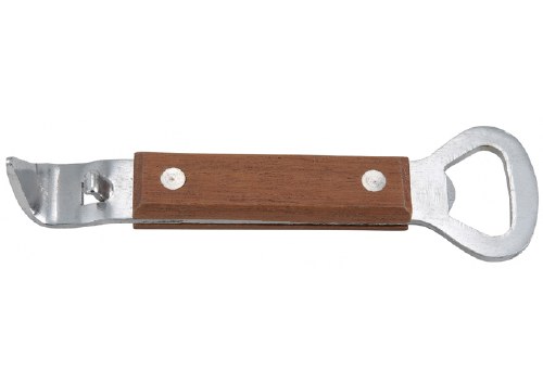Winco CO-303 Stainless Steel Can Tapper/Bottle Opener with Wooden Handle, 7"