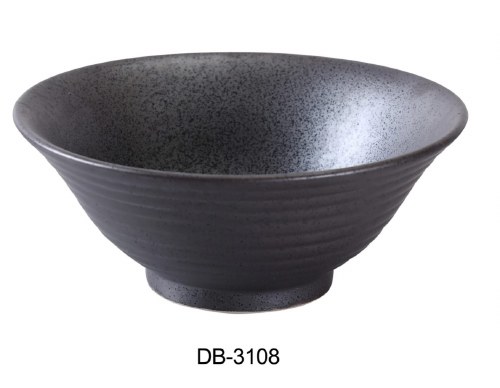 Yanco DB-3108/MSC Porcelain Ramen Bowl, Diamond Black, 12 Piece, 45 Oz