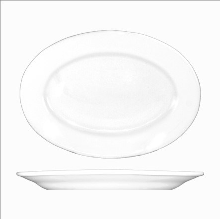 ITI DO-83 Porcelain Platter, Dover, Oval, Wide Rim, 11.5" X 8.25", Box of 6