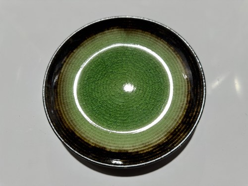 ECTC Porcelain Plate, Round, Black/Green, 6.5" Diameter, Box of 6