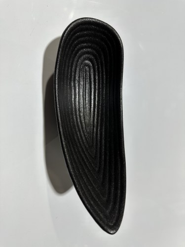 E581B08006-7 Asian Leaf Porcelain Plate, 6" Length, Black, Box of 4