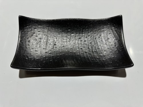 E581P08006-8 Asian Rectangle Porcelain Plate, 8" Length, Black, Box of 4