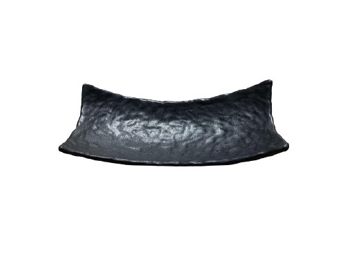 E581P12063-10 Asian Porcelain Plate with Textured Pattern, 10.5" Length, Black, Box of 3