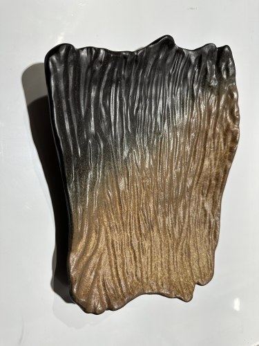 E586P12043-12 Asian Porcelain Plate, 12" Length, Black/Brown, Box of 2