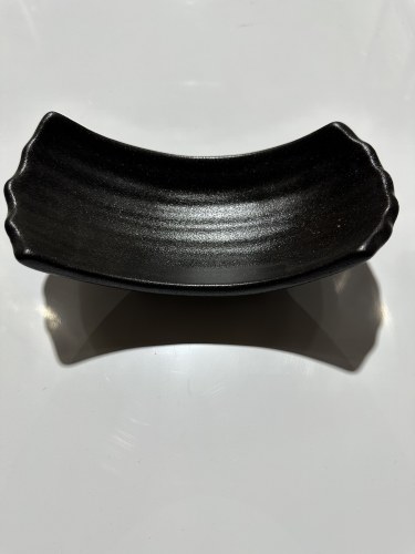 E586P12063-10 Asian Porcelain Plate, 10.5" Length, Black//Brown, Box of 3