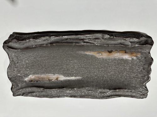 E593P14037-13 Asian Porcelain Plate, 13" Length, Gray/Brown, Box of 4