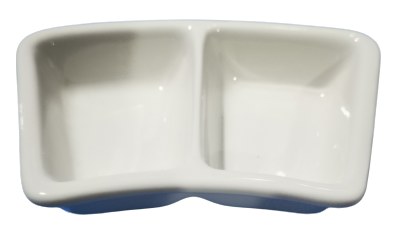 4.5" Two Compartment White Porcelain Sauce Dish