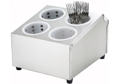 Winco FC-4H Stainless Steel Flatware Cylinder Holder, Two Tier, 4 Holes Fits FC-PL/SS/SL
