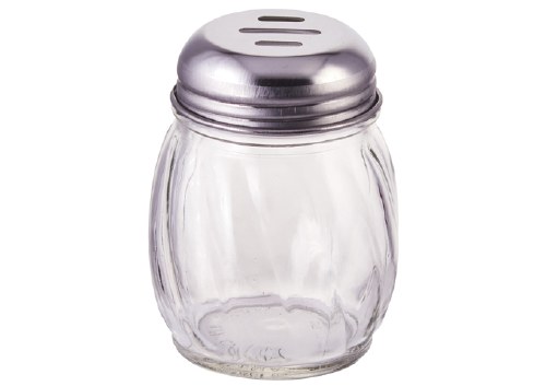 Winco G-108 Glass Cheese Shake with Stainless Steel Slotted Top, 6 Oz