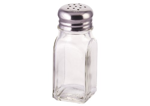Winco G-109 Glass Salt/Pepper Square Shaker with Stainless Steel Perforated Top, 2 Oz, 12/Pack