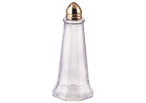 Winco G-111 Glass Salt/Pepper Tower Shaker with Brass Perforated Top, 1 Oz, 12/Pack