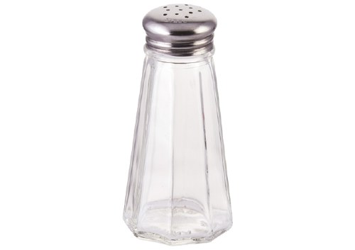 Winco G-117 Glass Salt/Pepper Shaker with Stainless Steel Perforated Top, 3 Oz, 12/Pack