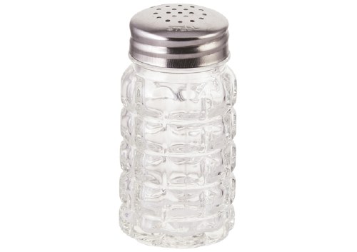 Winco G-118/1 Glass Salt/Pepper Shaker wtih Stainless Steel Perforated Top, 2 Oz