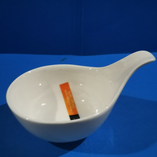 4" Porcelain Bowl with Curved Handle
