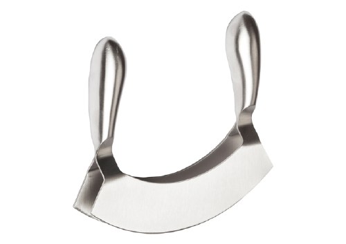 Winco KCC-4 Stainless Steel Mezzaluna with Double Blade