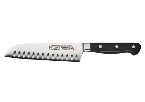 Winco KFP-70 German Steel Santoku Knife, 7" Blade