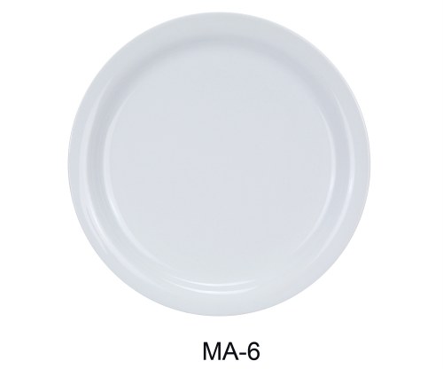 Yanco MA-6 Porcelain Plate, Mayor, Narrow Rim, White, 6.5" Diameter, Box of 6