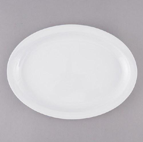 Thunder Group NS515W/12 Melamine Platter, Narrow Rim, White, 13.25" X 9.625"