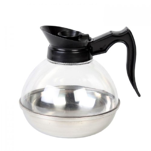 Thunder Group PLCD064 Glass Coffee Decanter with Stainless Steel Bottom, Black, 64 Oz