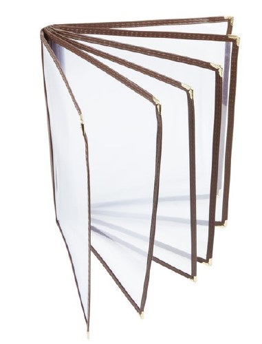 Thunder Group PLMENU-6BR Plastic Menu Cover, 12 View, Brown, 8.5" X 11"