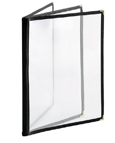 Thunder Group PLMENU-L3BL Plastic Menu Cover, 6 View, Black, 8.5" X 11"
