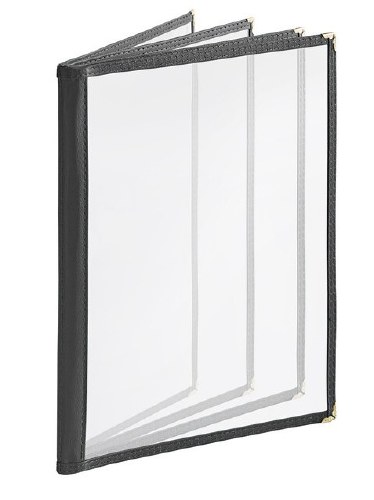 Thunder Group PLMENU-L4BL Plastic Menu Cover, 8 View, Black, 8.5" X 11"