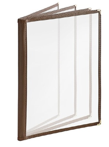 Thunder Group PLMENU-L4BR Plastic Menu Cover, 8 View, Brown, 8.5" X 11"