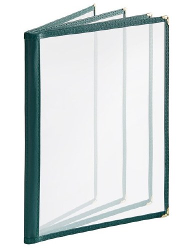 Thunder Group PLMENU-L4GR Plastic Menu Cover, 8 View, Green, 8.5" X 11"