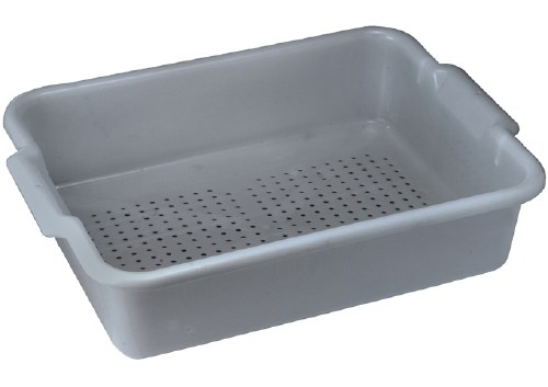 Winco PLP-5G Polypropylene Bus Box, Perforated, Gray, 5"