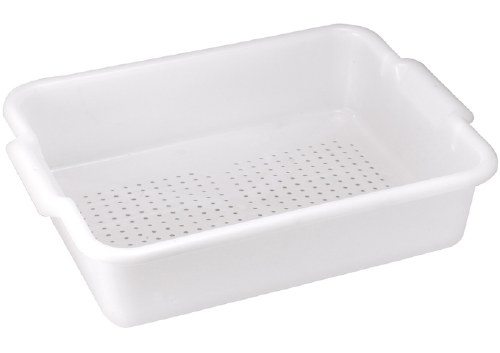 Winco PLP-5W Polypropylene Bus Box, Perforated, White, 5"