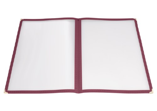 Winco PMCD-14U Plastic Menu Cover, 4 View, Burgundy, 8.5" X 14"