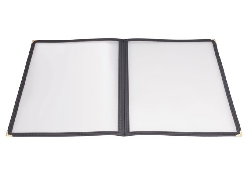 Winco PMCD-9K Plastic Menu Cover, 4 View, Black, 9.5" X 12"
