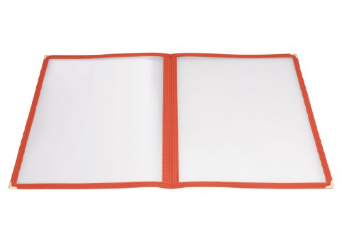 Winco PMCD-9R Plastic Menu Cvover, 4 View, Red, 9.5" X 12"