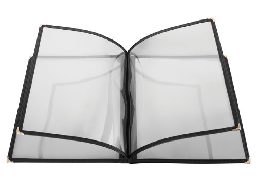 Winco PMCF-9K Plastic Menu Cover, 8 View, Black, 9.5" X 12"