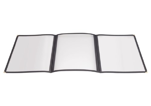 Winco PMCT-9K Plastic Menu Cover, 6 View, Black, 9.5" X 12"