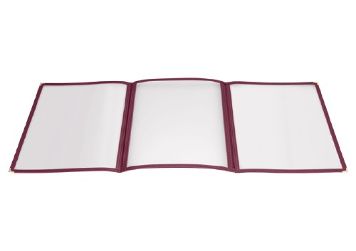 Winco PMCT-9U Plastic Menu Cover, 6 View, Burgundy, 9.5" X 12"