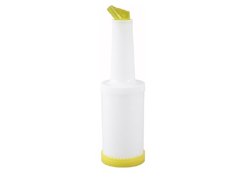 Winco PPB-1Y Plastic Pour Bottle with Yellow Spout & Lid, 1 Qt