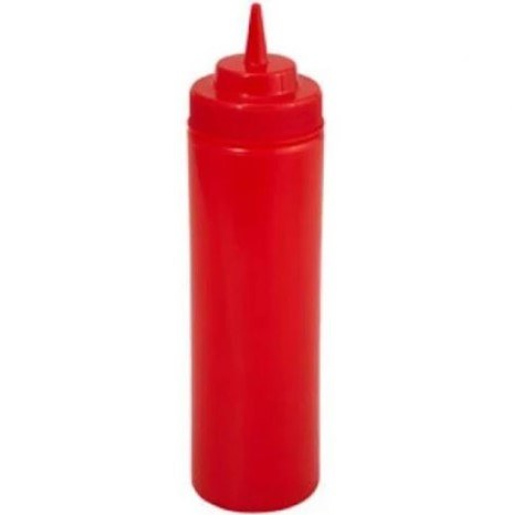 Winco PSW-12R Plastic Wide Mouth Squeeze Bottle, Red, 6 Pc, 12 Oz