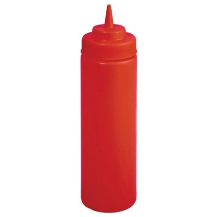 Winco PSW-16R Plastic Wide Mouth Squeeze Bottle, Red, 6 Pc, 16 Oz