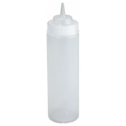 Winco PSW-24 Plastic Wide Mouth Squeeze Bottle, Clear, 6 Pc, 24 Oz