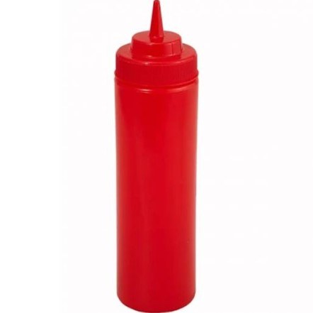 Winco PSW-24R Plastic Wide Mouth Squeeze Bottle, Red, 6 Pc, 24 Oz