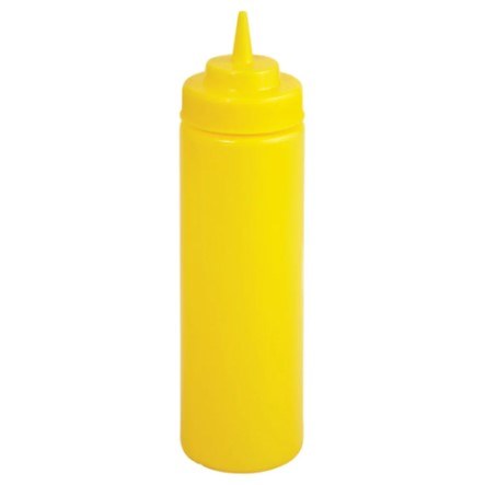Winco PSW-24Y Plastic Wide Mouth Squeeze Bottle, Yellow, 6 Pc, 24 Oz
