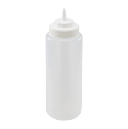 Winco PSW-32 Plastic Wide Mouth Squeeze Bottle, Clear, 6 Pc, 32 Oz